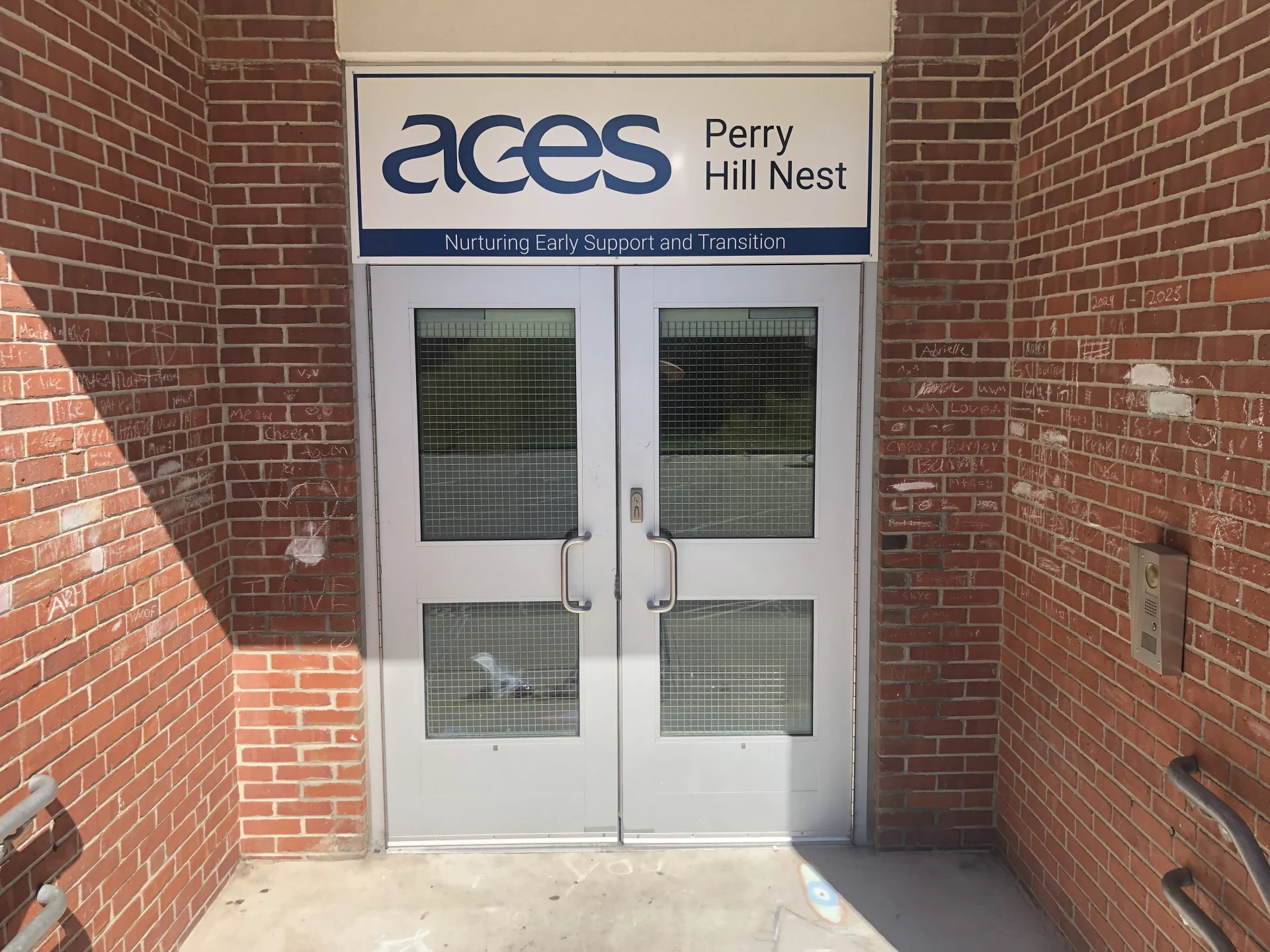 ACES Perry Hill NEST building entrance doors
