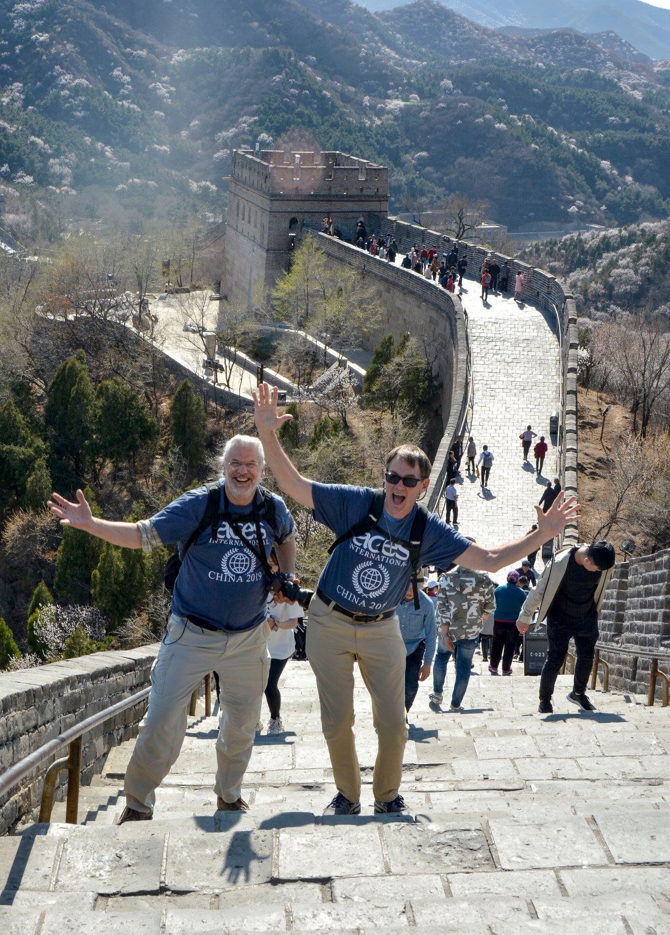 	Two ACES ECA educators pose for a photo on The Great Wall of China. 