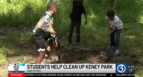Great Kids help clean Keney Park in Hartford